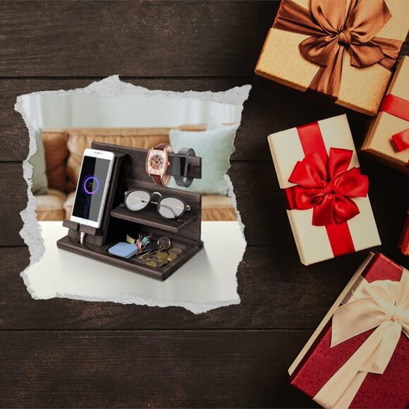 Wooden Phone Docking Station Organizer – Nightstand & Desk Accessory - Picture 6 of 7